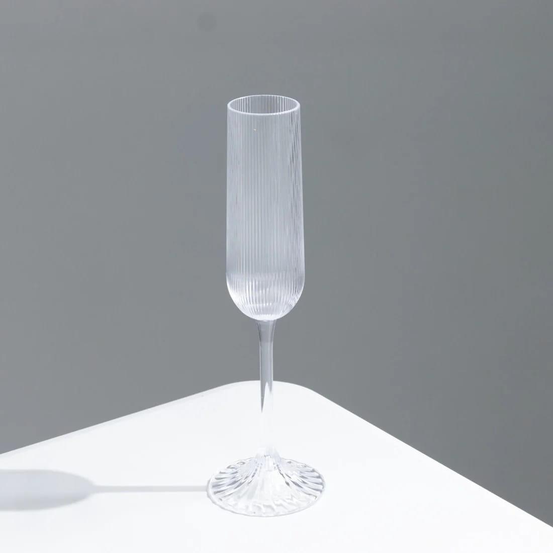 12 Ribbed 4 oz Plastic Champagne Flutes Disposable Glasses