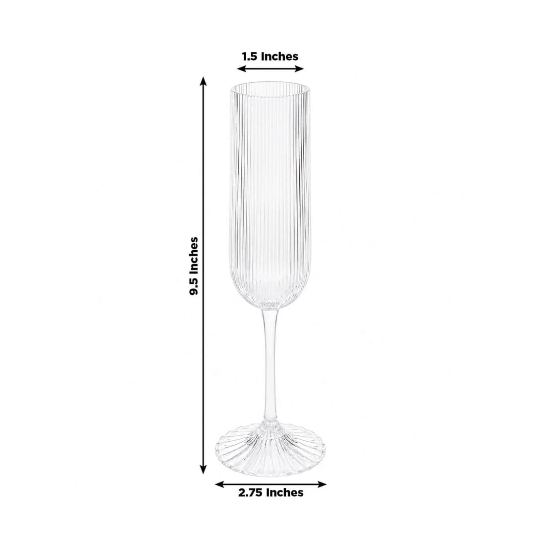 12 Ribbed 4 oz Plastic Champagne Flutes Disposable Glasses