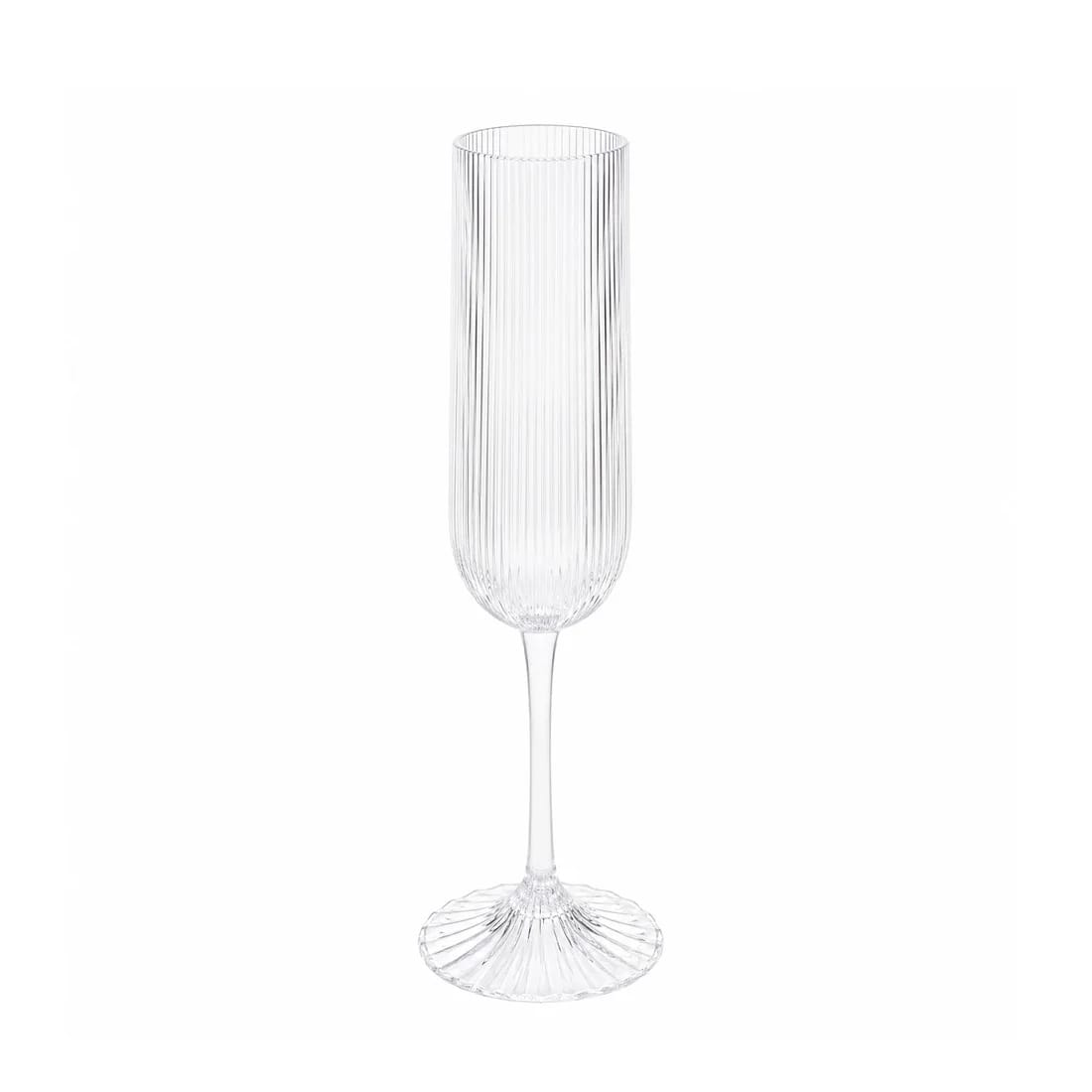 12 Ribbed 4 oz Plastic Champagne Flutes Disposable Glasses