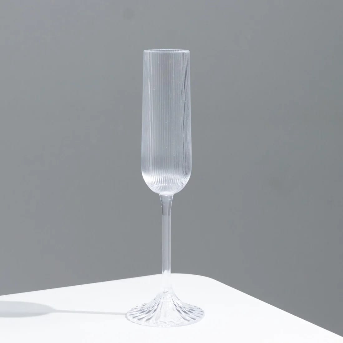 12 Ribbed 4 oz Plastic Champagne Flutes Disposable Glasses