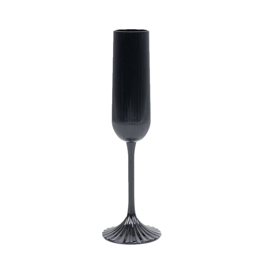 12 Ribbed 4 oz Plastic Champagne Flutes Disposable Glasses