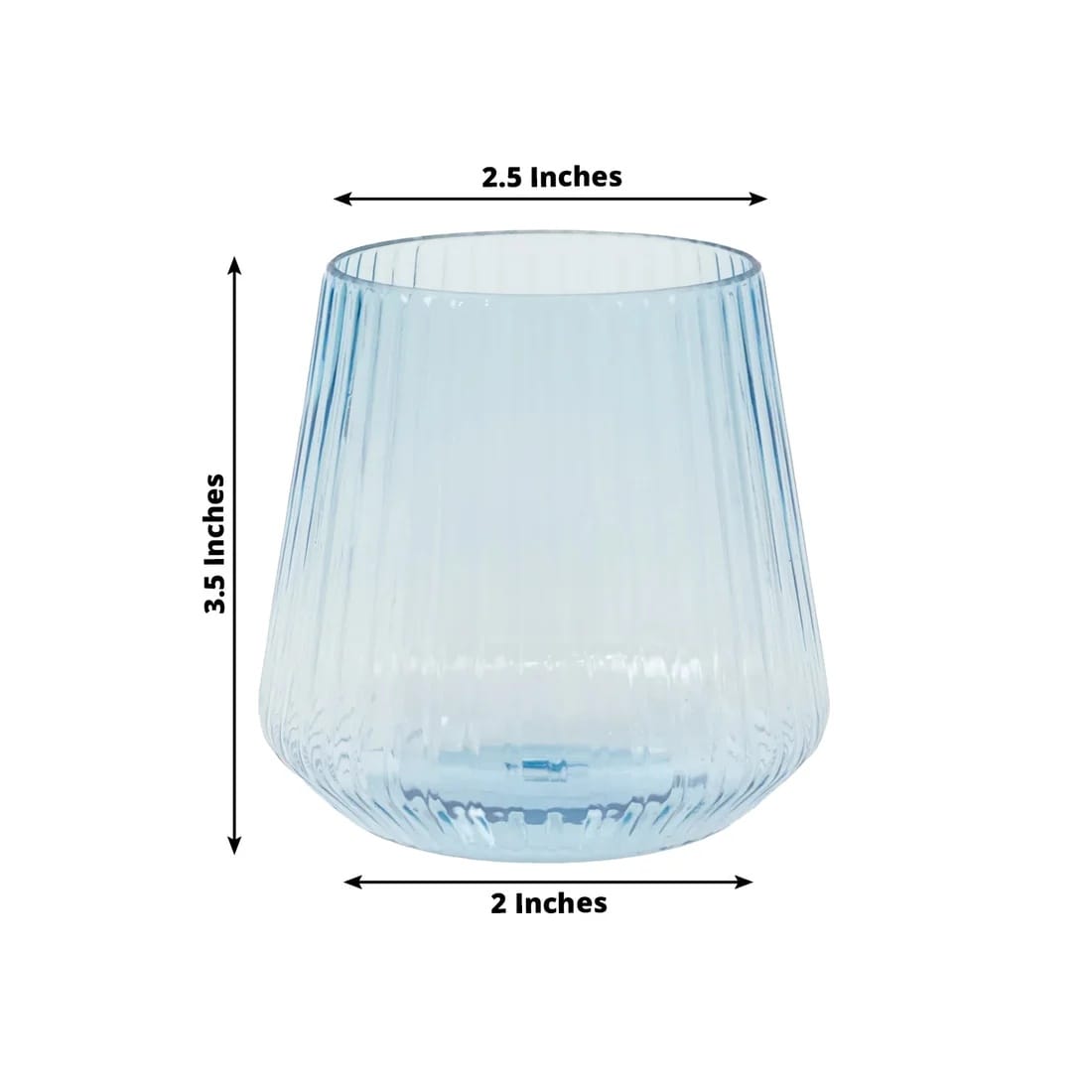 12 Stemless 12 oz Plastic Wine Glasses with Ribbed Design
