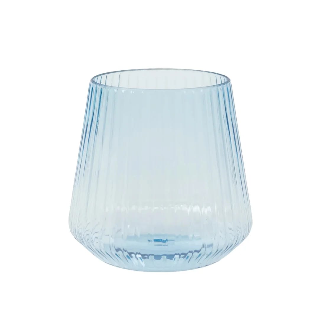 12 Stemless 12 oz Plastic Wine Glasses with Ribbed Design