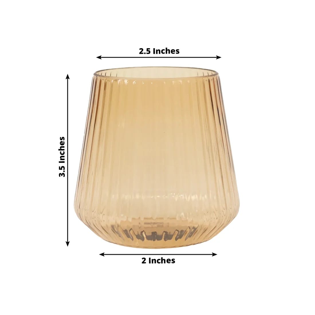 12 Stemless 12 oz Plastic Wine Glasses with Ribbed Design