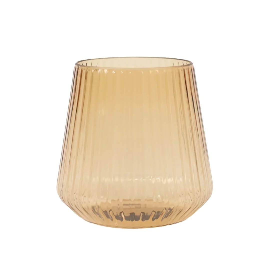 12 Stemless 12 oz Plastic Wine Glasses with Ribbed Design