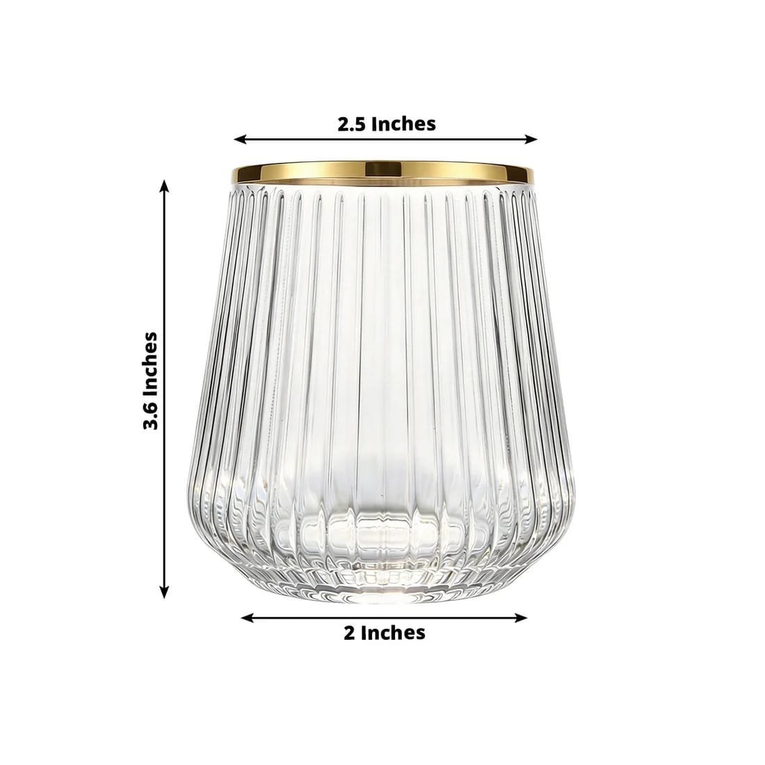 12 Stemless 12 oz Plastic Wine Glasses with Ribbed Design