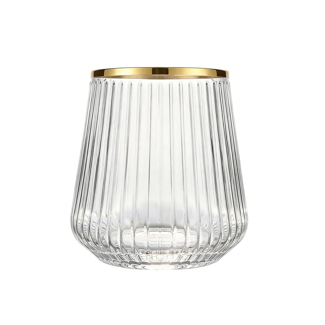 12 Stemless 12 oz Plastic Wine Glasses with Ribbed Design