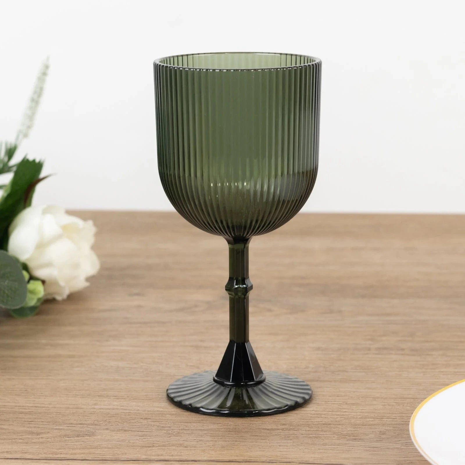 2 Plastic Wine Glasses 9oz Vintage Ribbed Pattern