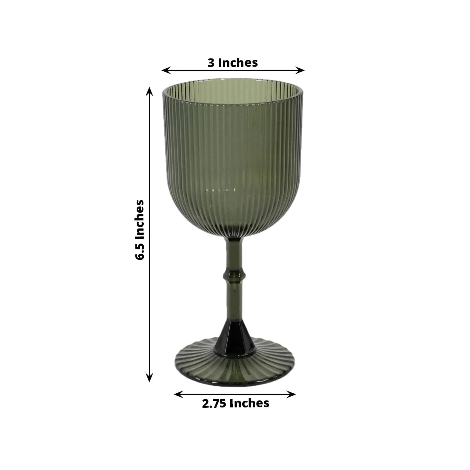2 Plastic Wine Glasses 9oz Vintage Ribbed Pattern