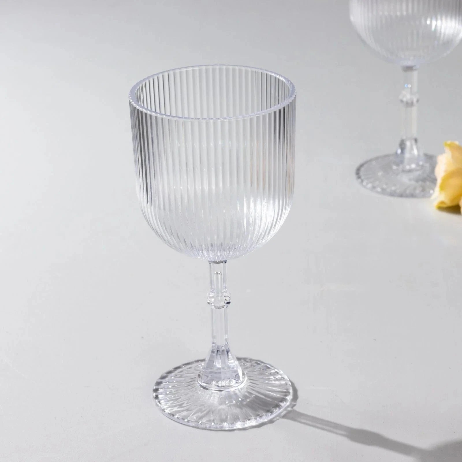 2 Plastic Wine Glasses 9oz Vintage Ribbed Pattern