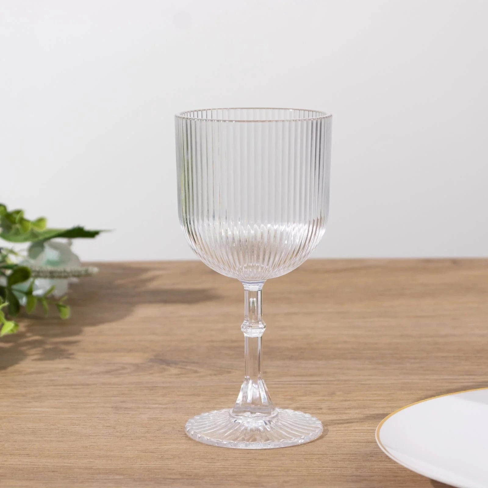 2 Plastic Wine Glasses 9oz Vintage Ribbed Pattern
