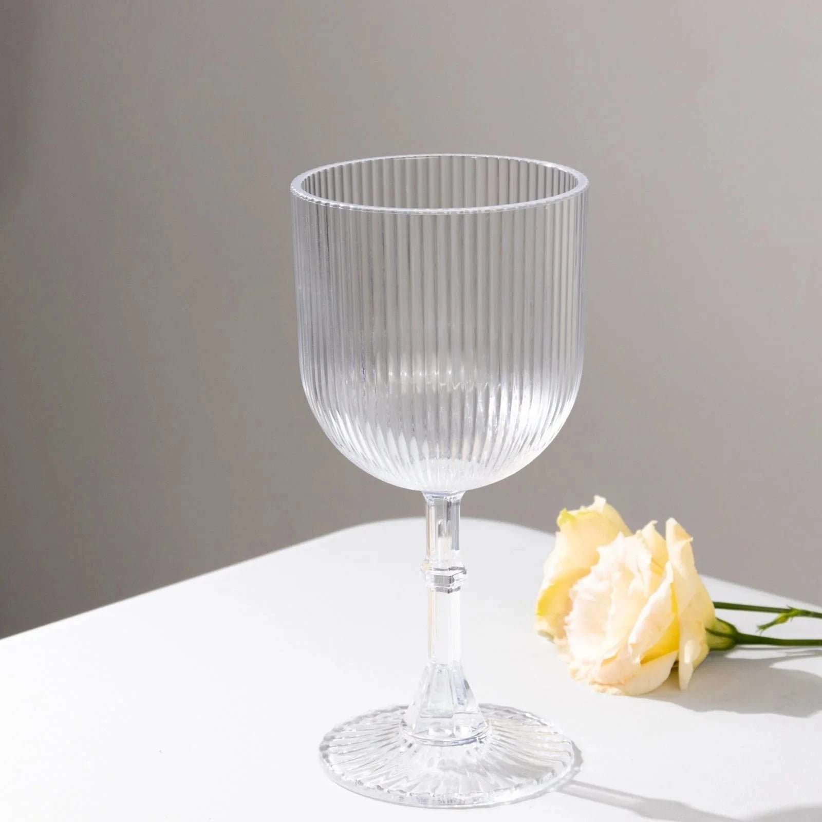 2 Plastic Wine Glasses 9oz Vintage Ribbed Pattern