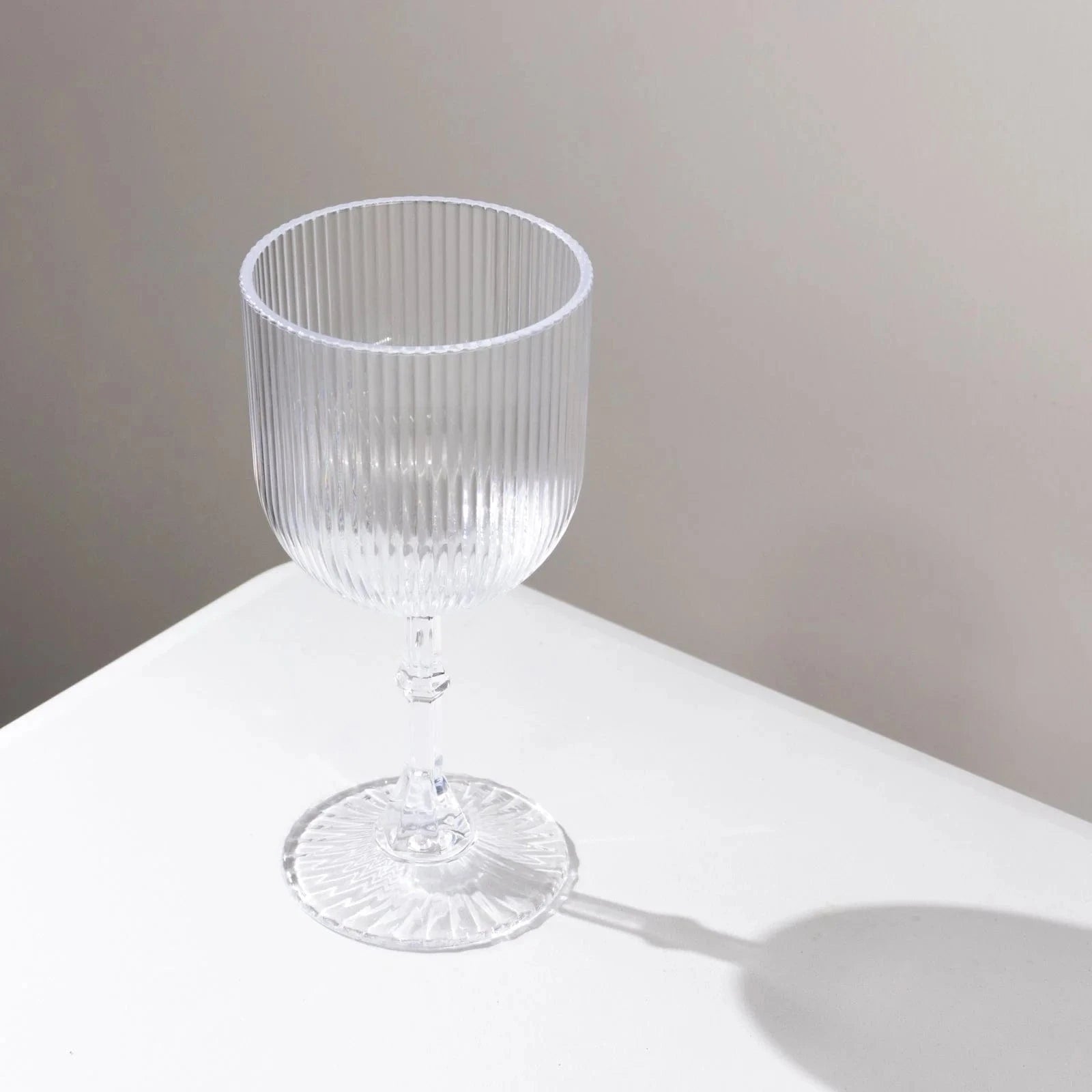 2 Plastic Wine Glasses 9oz Vintage Ribbed Pattern