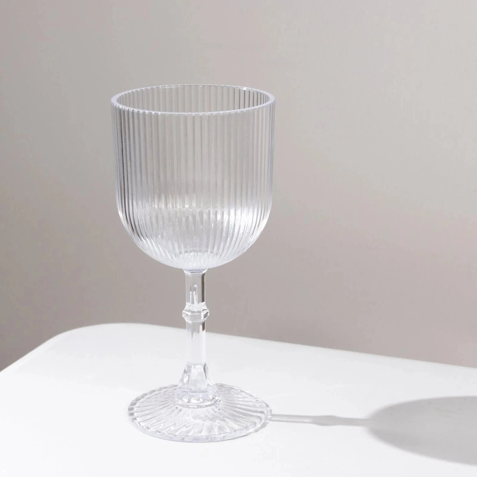 2 Plastic Wine Glasses 9oz Vintage Ribbed Pattern