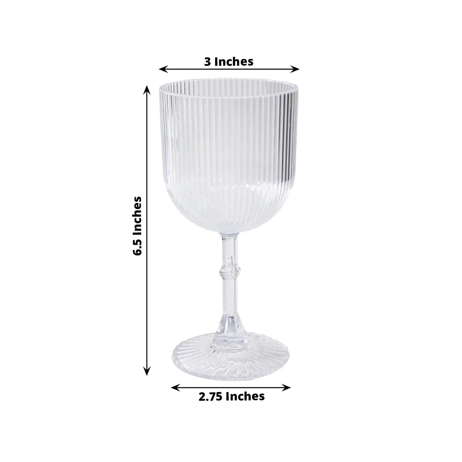 2 Plastic Wine Glasses 9oz Vintage Ribbed Pattern
