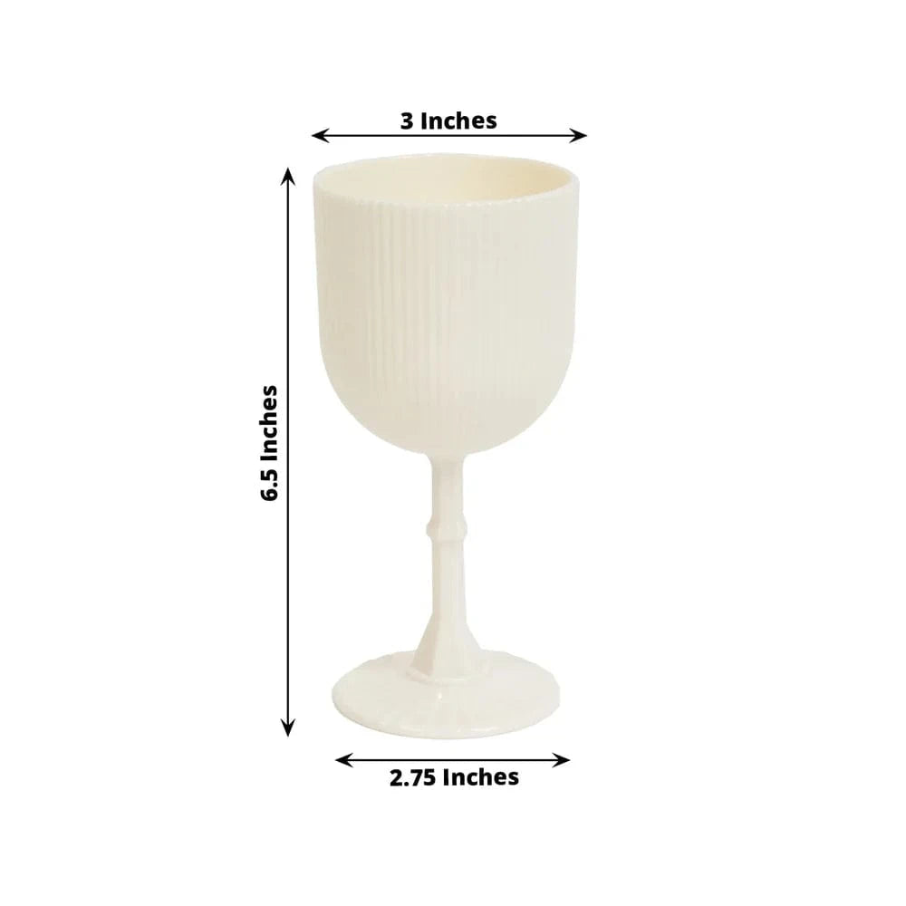 2 Plastic Wine Glasses 9oz Vintage Ribbed Pattern
