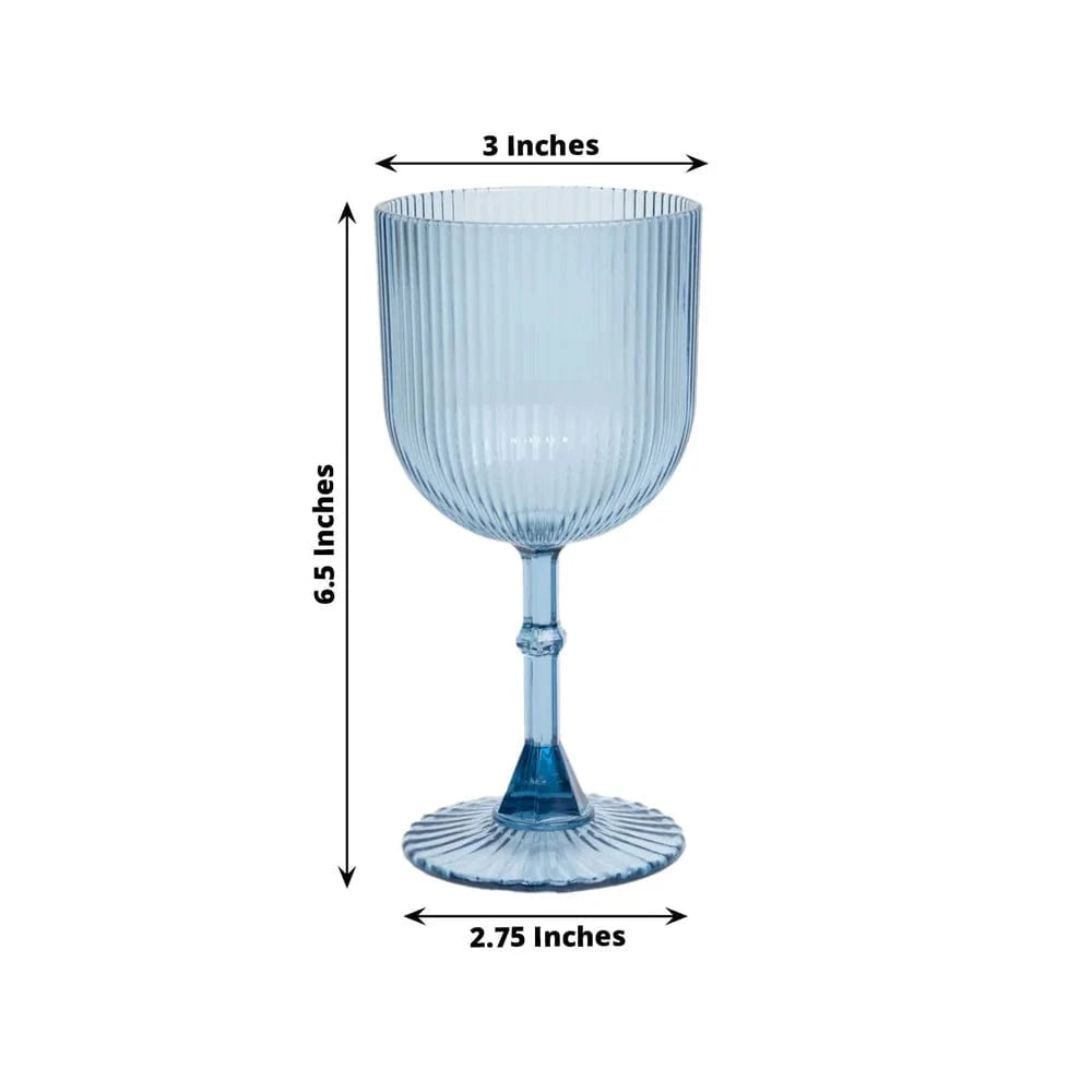 2 Plastic Wine Glasses 9oz Vintage Ribbed Pattern