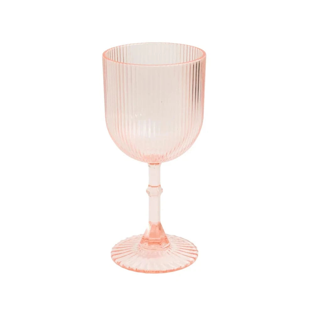 2 Plastic Wine Glasses 9oz Vintage Ribbed Pattern
