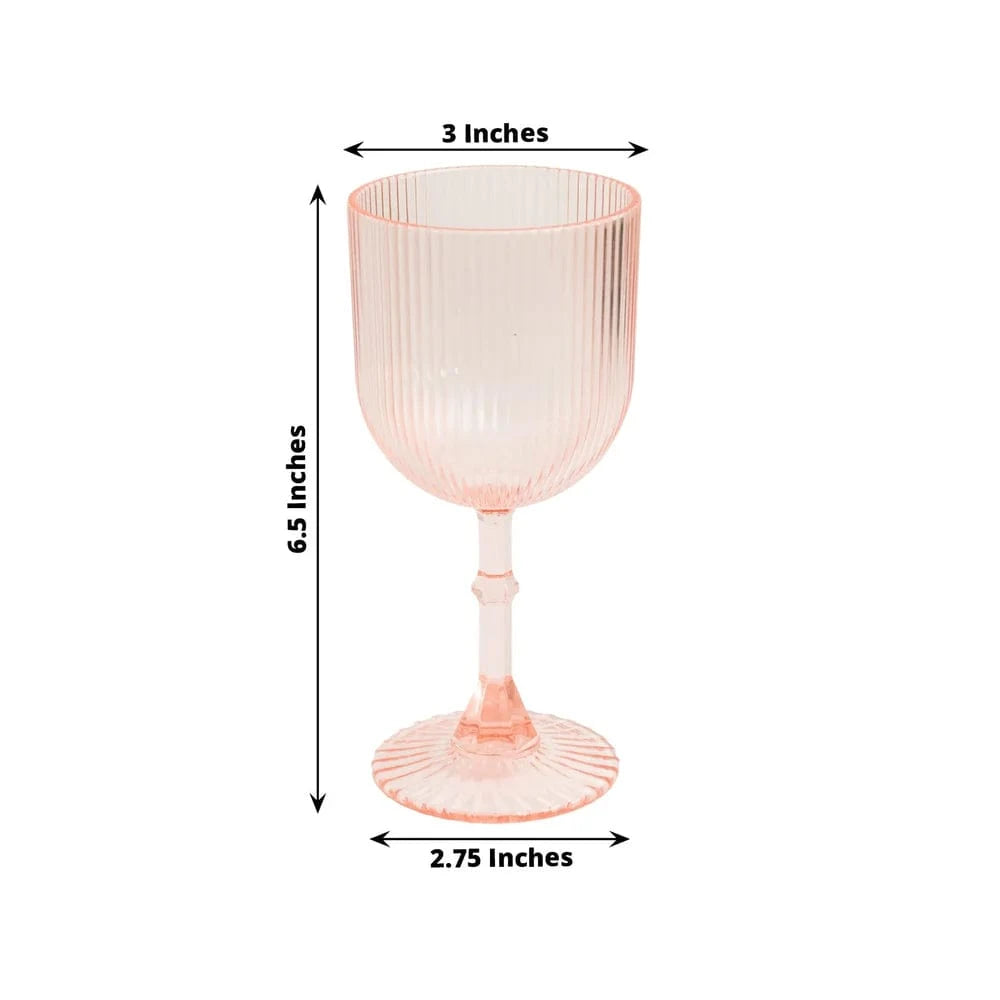 2 Plastic Wine Glasses 9oz Vintage Ribbed Pattern