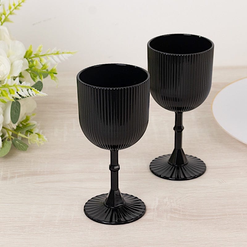 2 Plastic Wine Glasses 9oz Vintage Ribbed Pattern