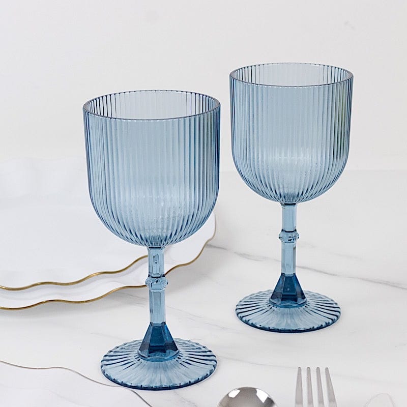 2 Plastic Wine Glasses 9oz Vintage Ribbed Pattern