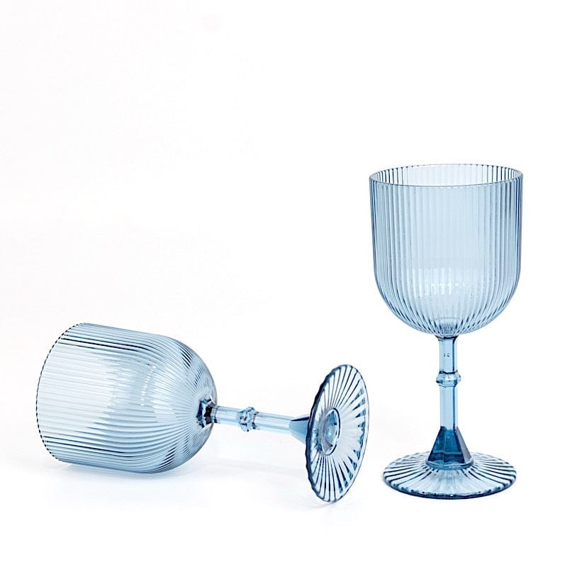 2 Plastic Wine Glasses 9oz Vintage Ribbed Pattern