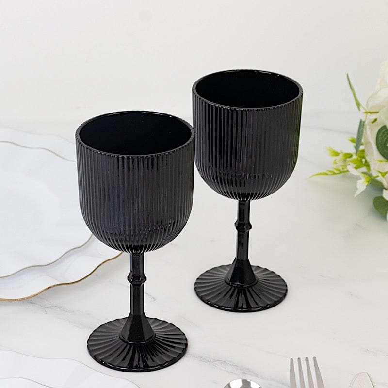 2 Plastic Wine Glasses 9oz Vintage Ribbed Pattern