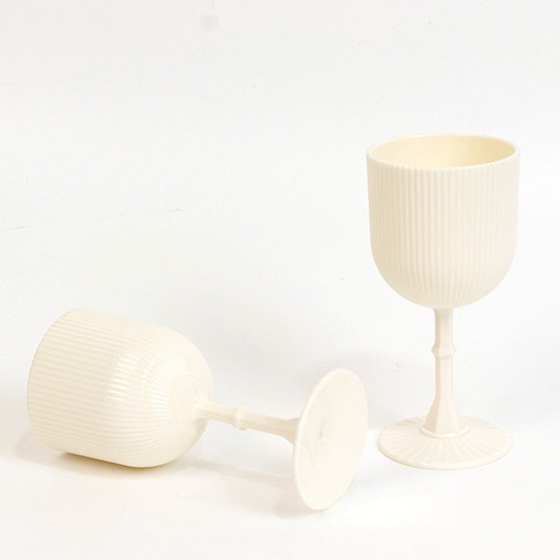 2 Plastic Wine Glasses 9oz Vintage Ribbed Pattern