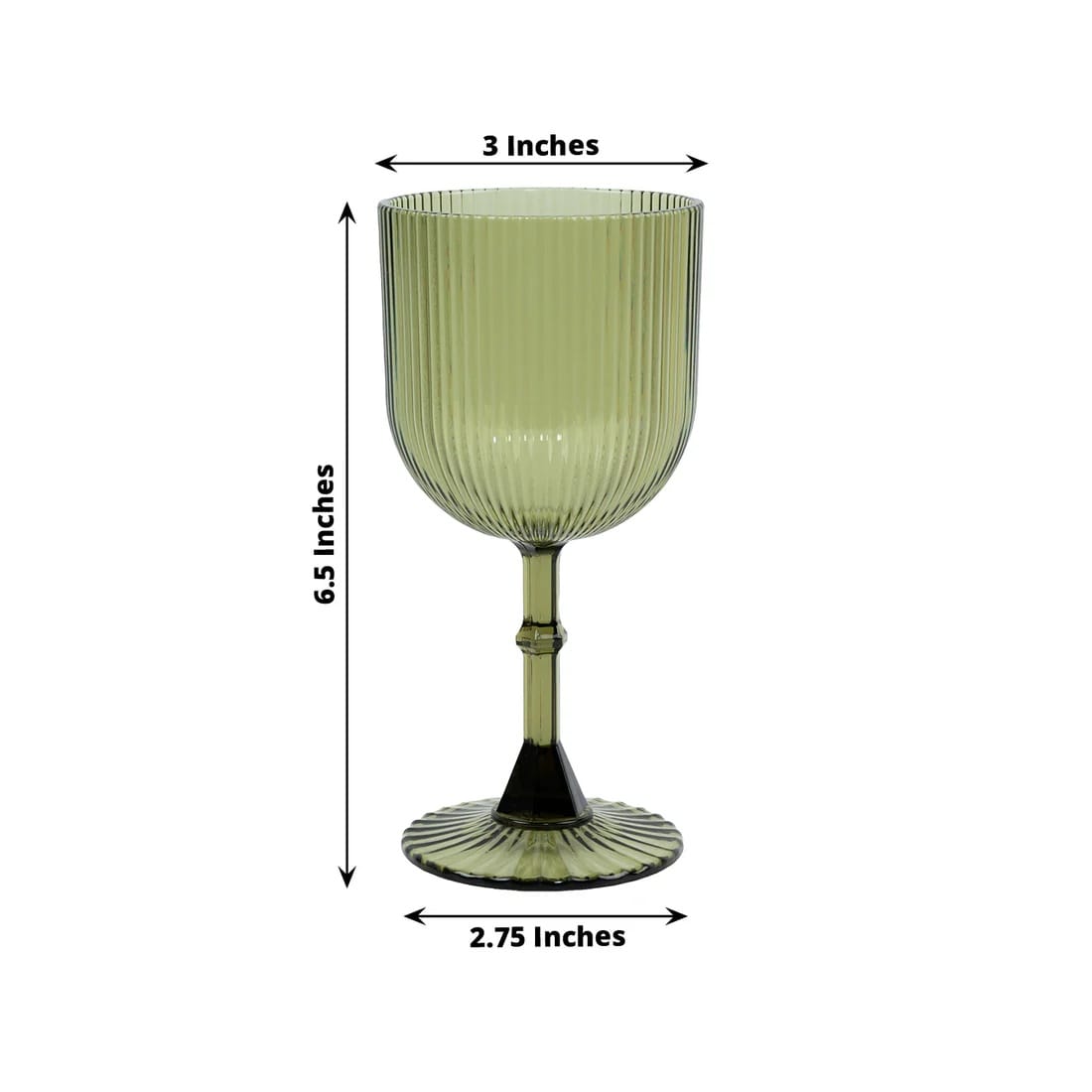 2 Plastic Wine Glasses 9oz Vintage Ribbed Pattern