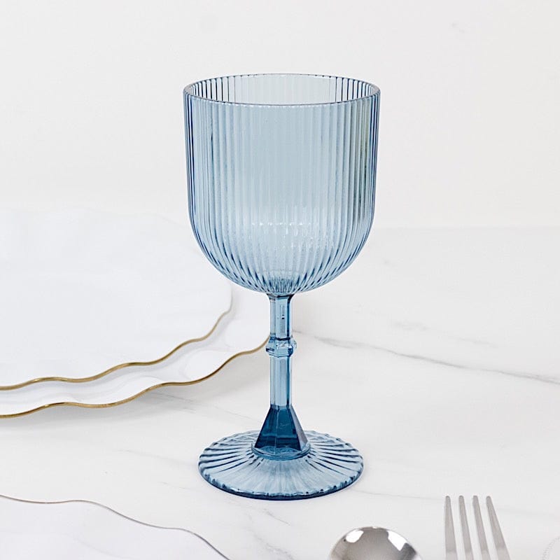 2 Plastic Wine Glasses 9oz Vintage Ribbed Pattern