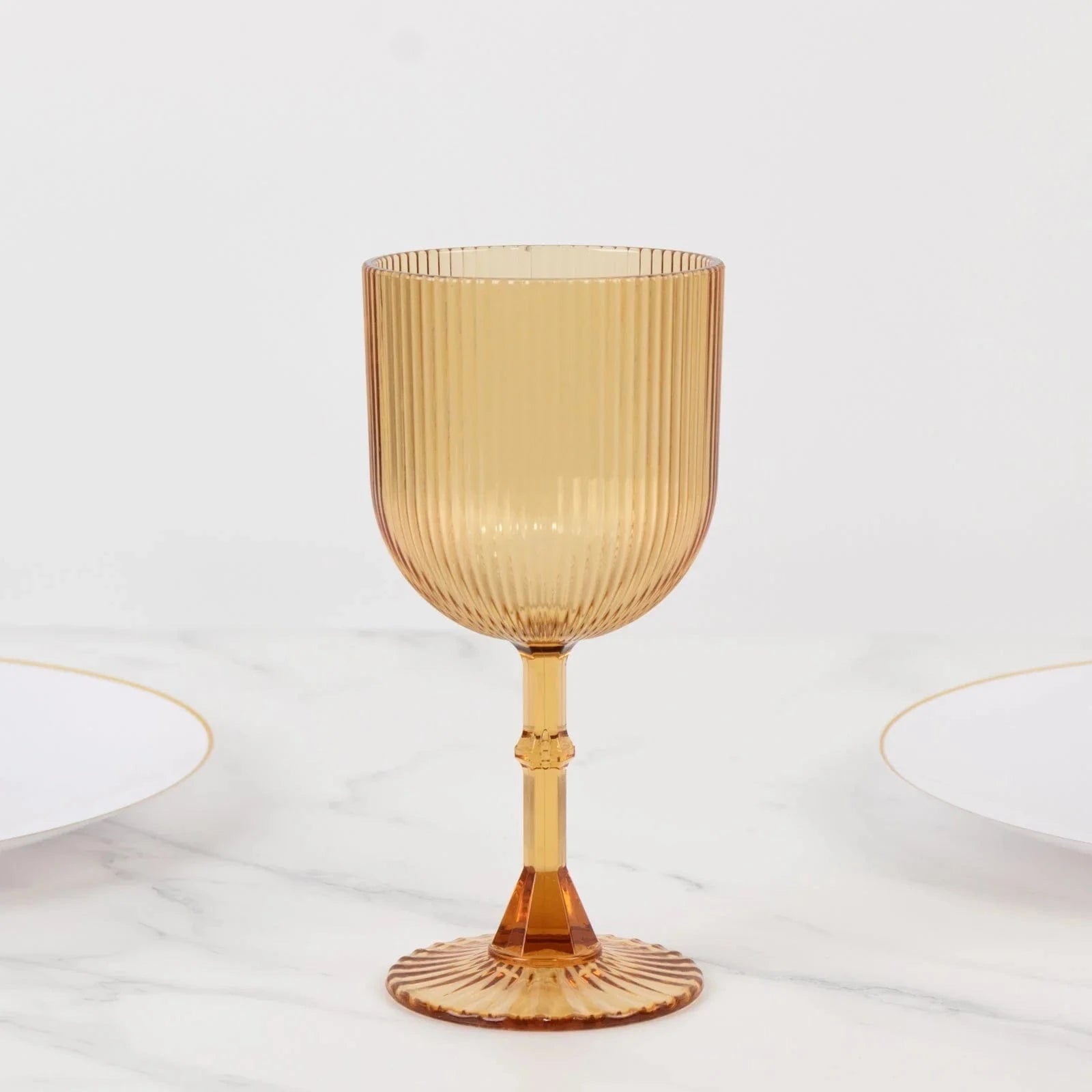 2 Plastic Wine Glasses 9oz Vintage Ribbed Pattern