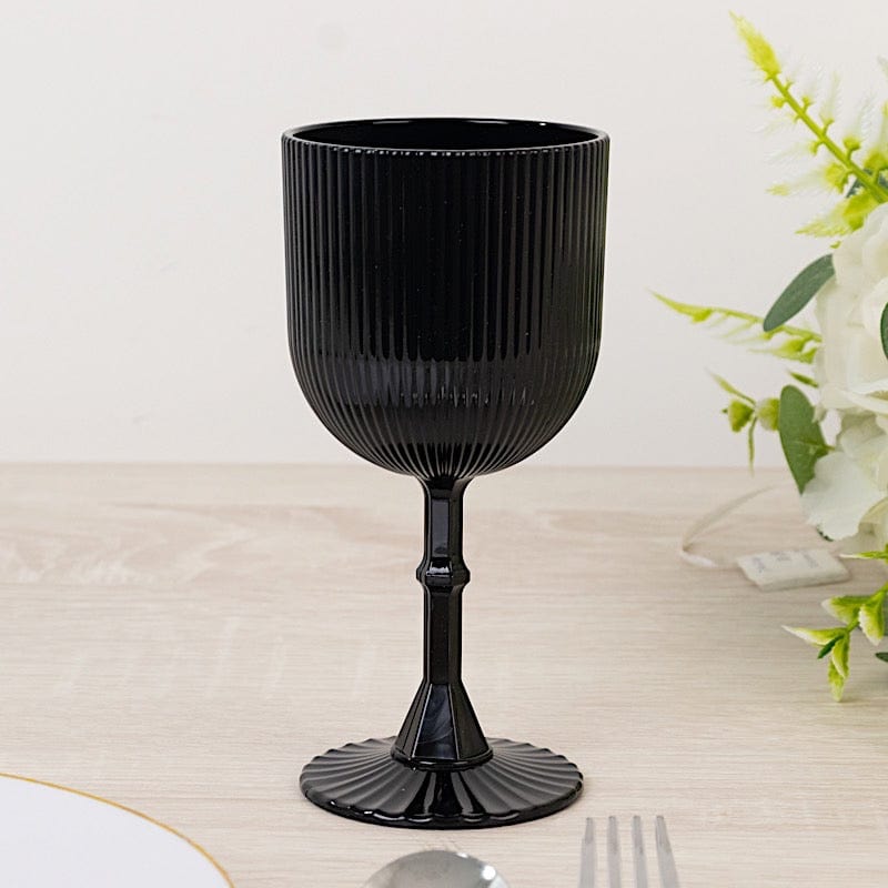 2 Plastic Wine Glasses 9oz Vintage Ribbed Pattern