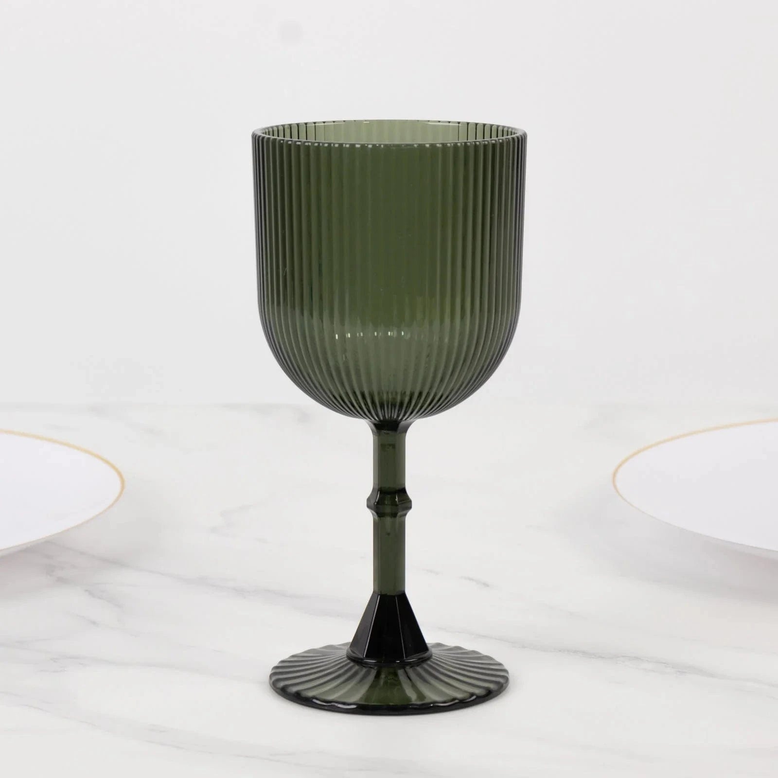 2 Plastic Wine Glasses 9oz Vintage Ribbed Pattern