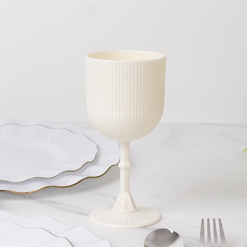 2 Plastic Wine Glasses 9oz Vintage Ribbed Pattern