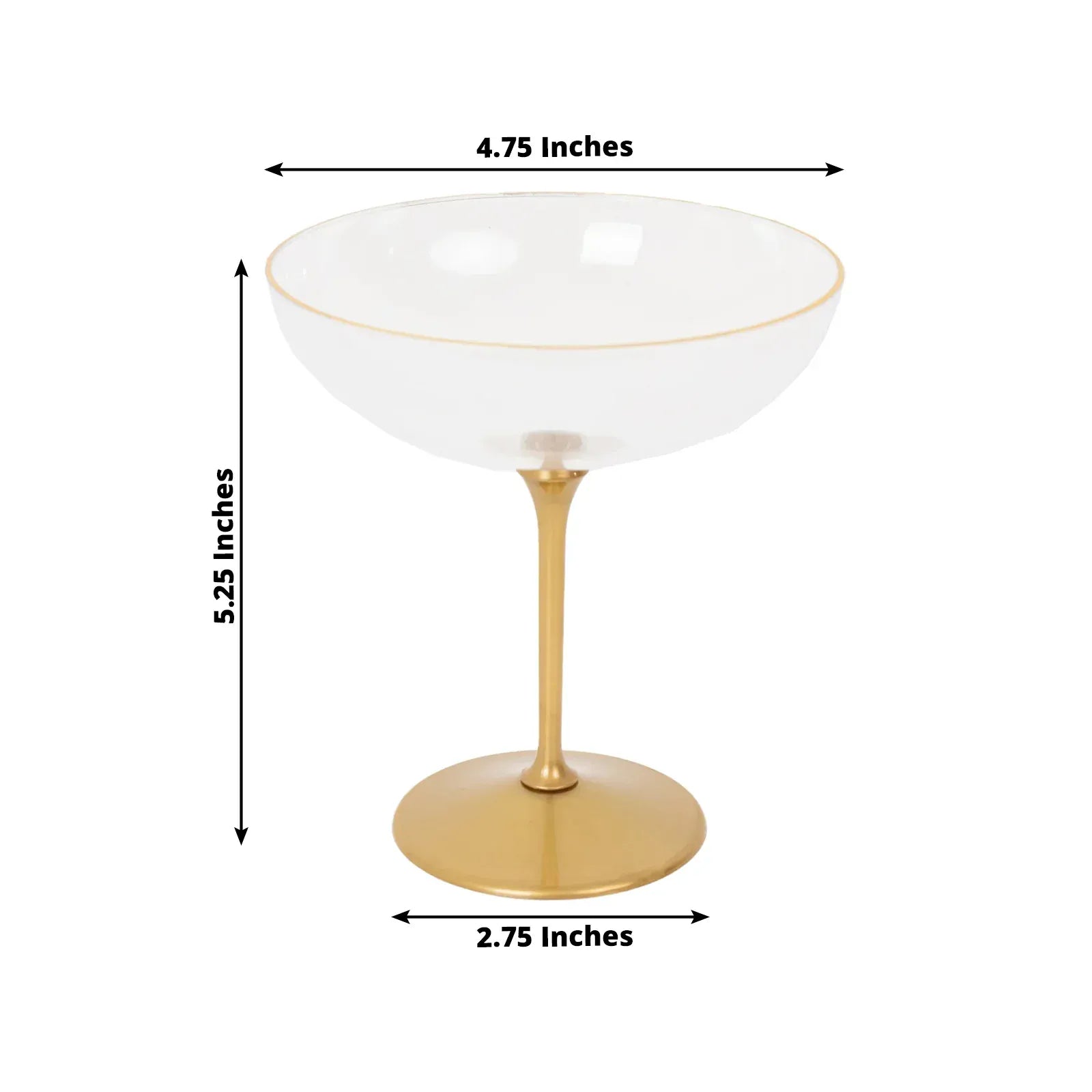 24 Clear and Gold 9 oz Premium Disposable Cocktail Glasses