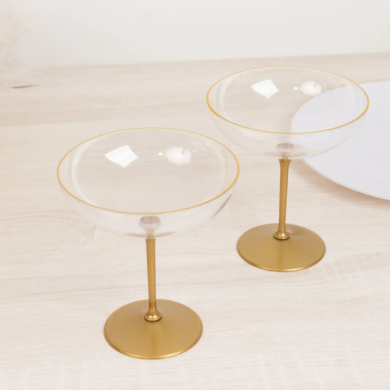24 Clear and Gold 9 oz Premium Disposable Cocktail Glasses
