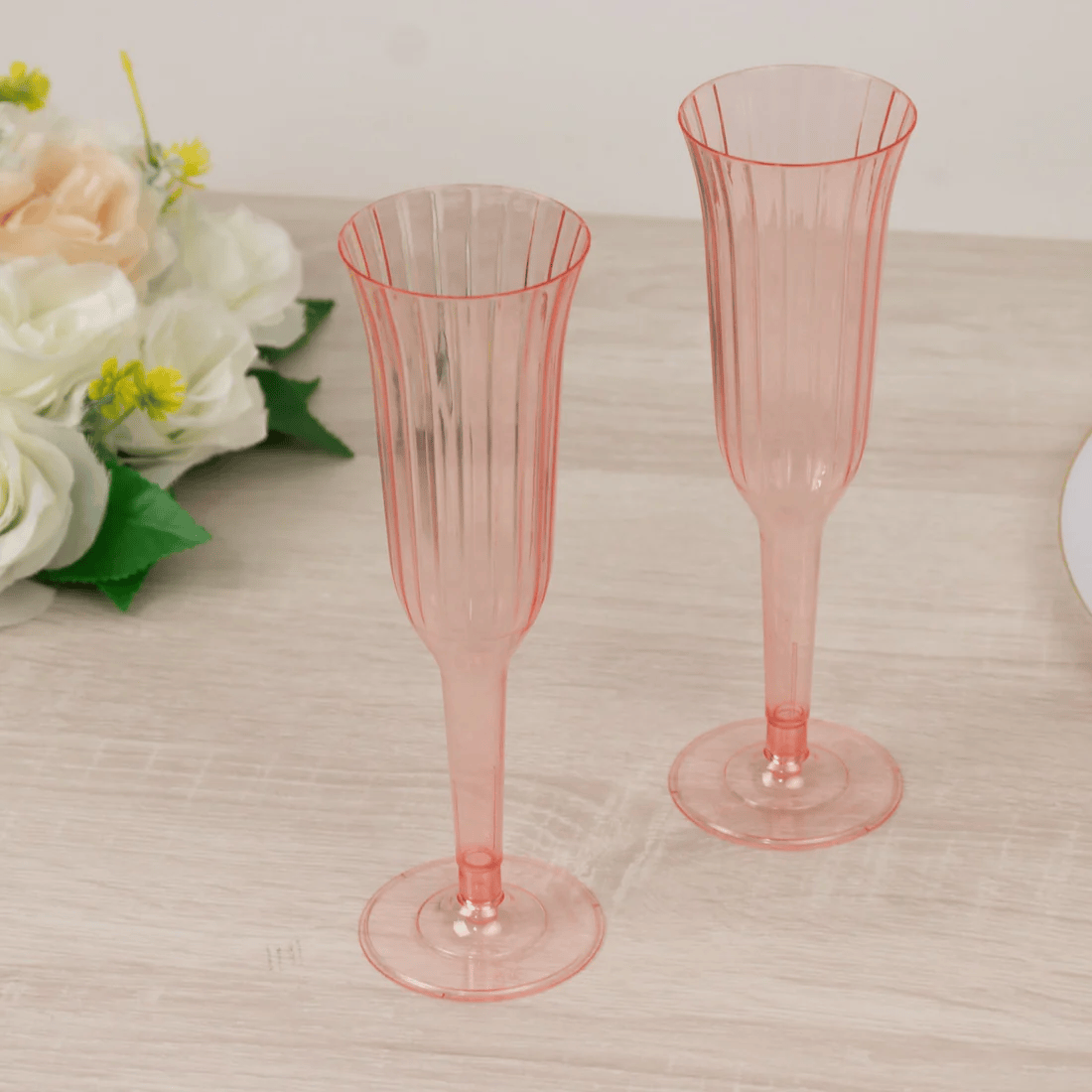 24 pcs 6 oz Disposable Plastic Party Champagne Flutes