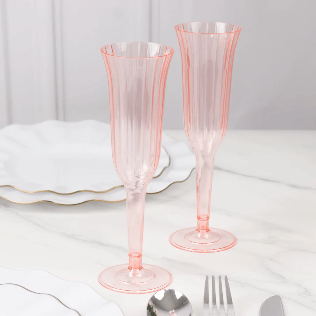 24 pcs 6 oz Disposable Plastic Party Champagne Flutes