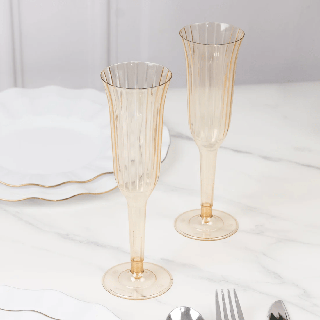 24 pcs 6 oz Disposable Plastic Party Champagne Flutes