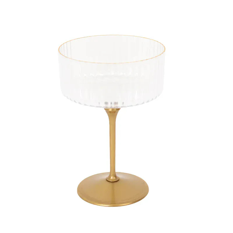 24 Ribbed 10 oz Premium Disposable Plastic Coupe Champagne Glasses with Detachable Stem