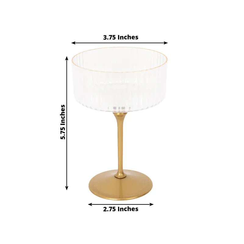 24 Ribbed 10 oz Premium Disposable Plastic Coupe Champagne Glasses with Detachable Stem