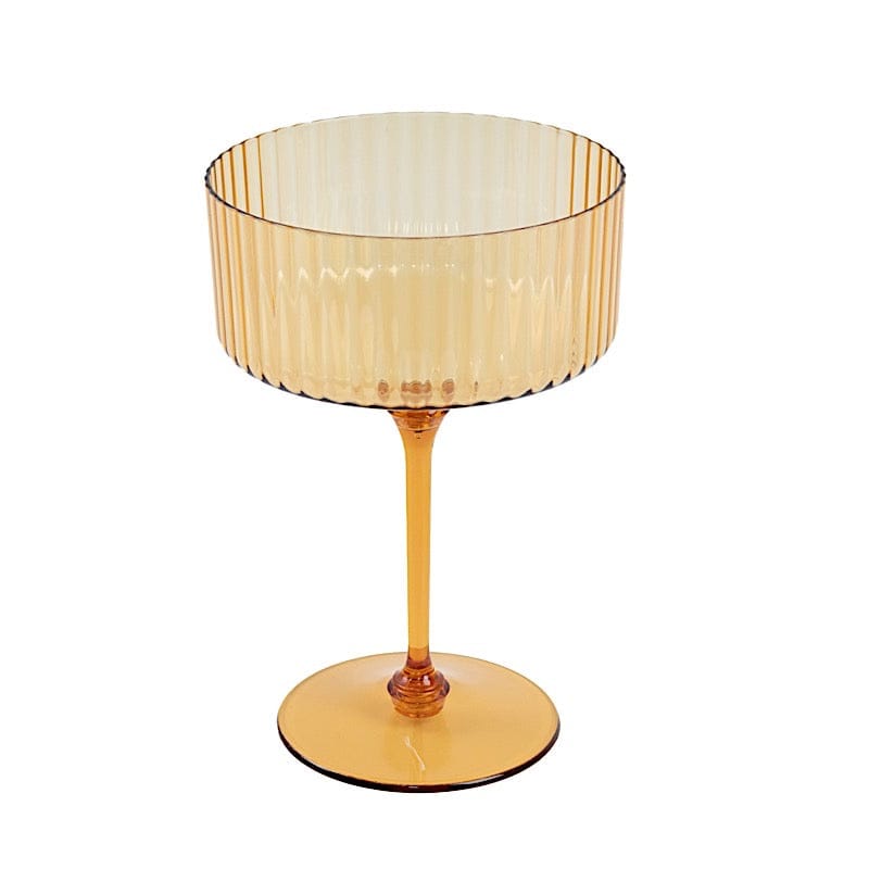 24 Ribbed 10 oz Premium Disposable Plastic Coupe Champagne Glasses with Detachable Stem
