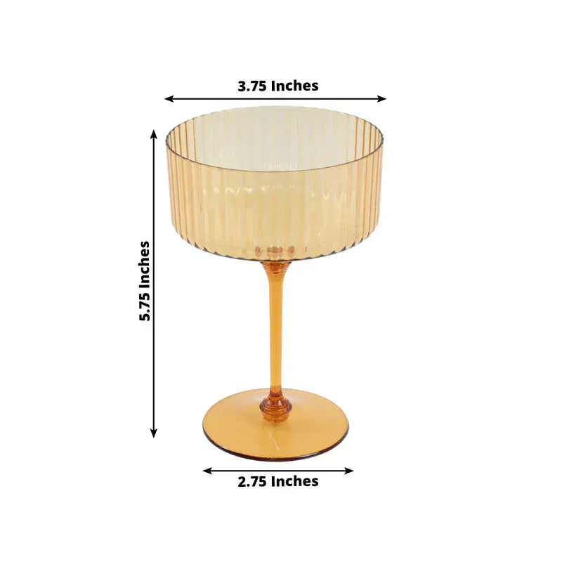 24 Ribbed 10 oz Premium Disposable Plastic Coupe Champagne Glasses with Detachable Stem