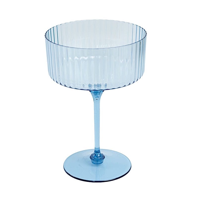 24 Ribbed 10 oz Premium Disposable Plastic Coupe Champagne Glasses with Detachable Stem
