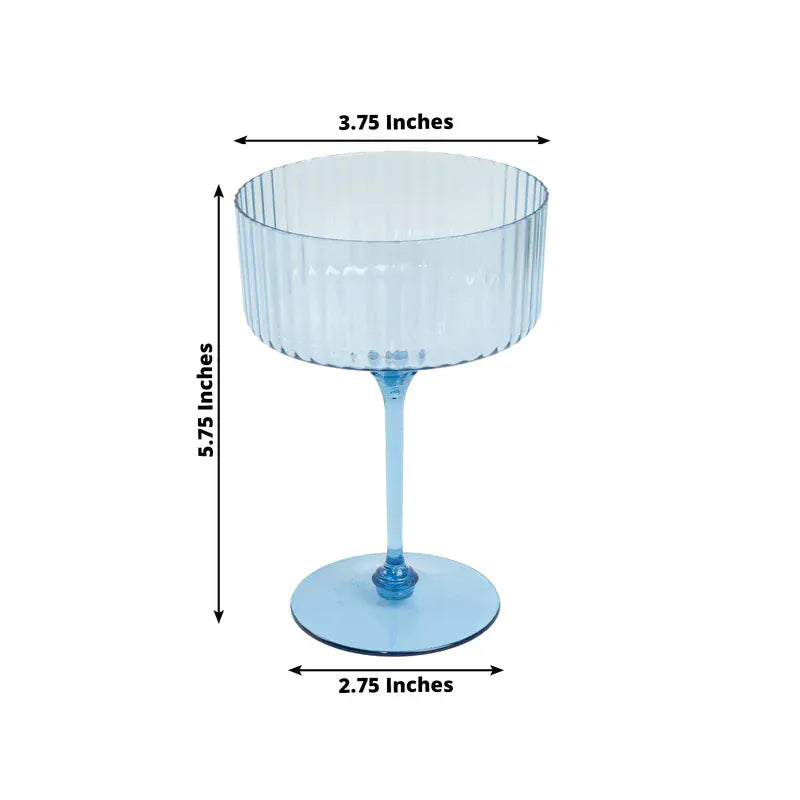 24 Ribbed 10 oz Premium Disposable Plastic Coupe Champagne Glasses with Detachable Stem