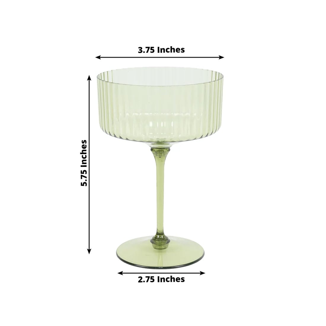 24 Ribbed 10 oz Premium Disposable Plastic Coupe Champagne Glasses with Detachable Stem