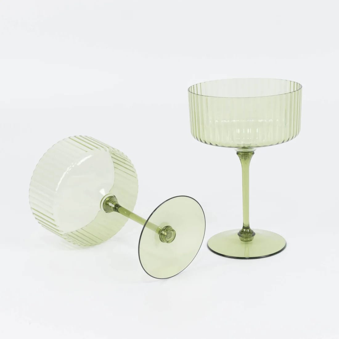 24 Ribbed 10 oz Premium Disposable Plastic Coupe Champagne Glasses with Detachable Stem