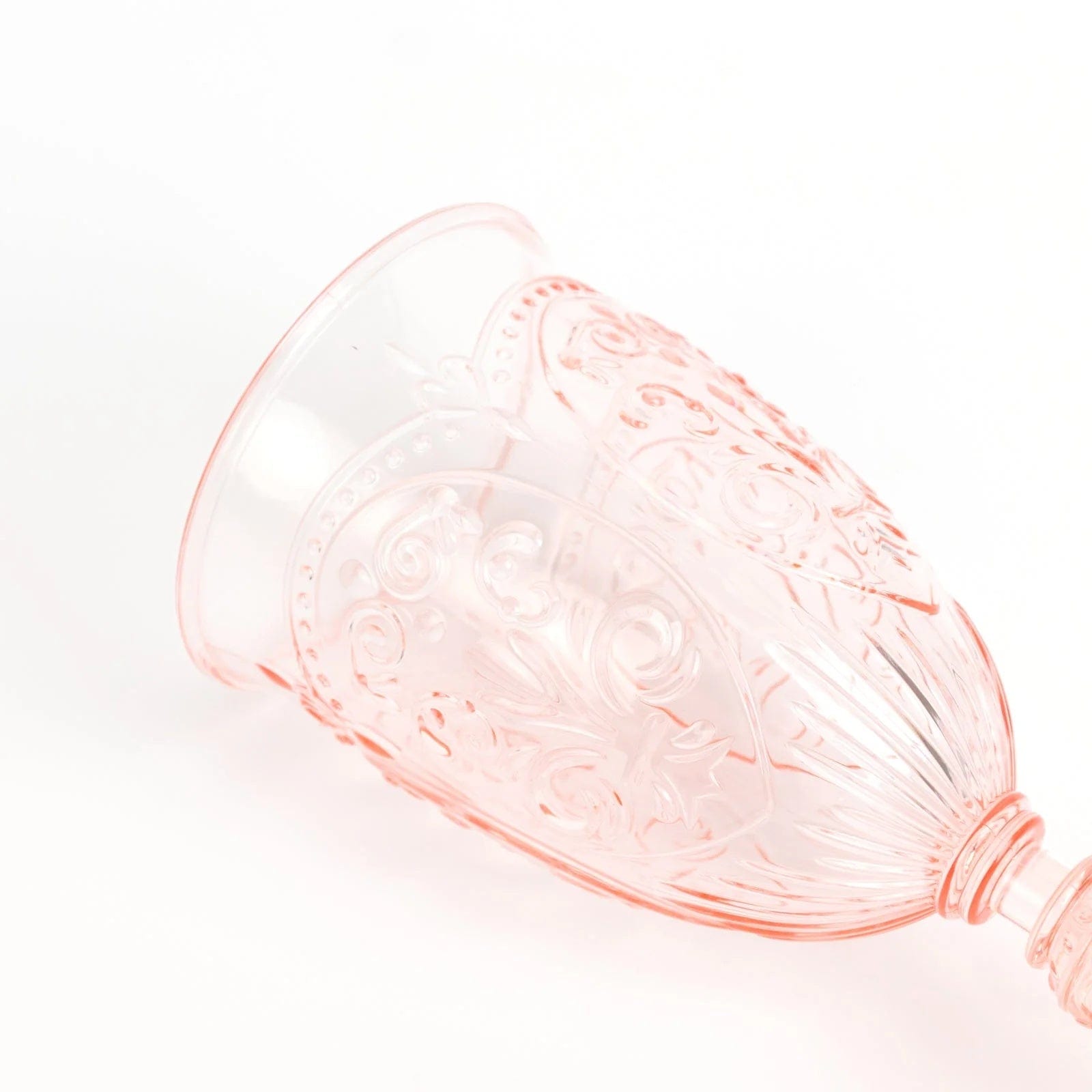 24 Transparent 10 oz Plastic Wine Glasses Retro Embossed Style