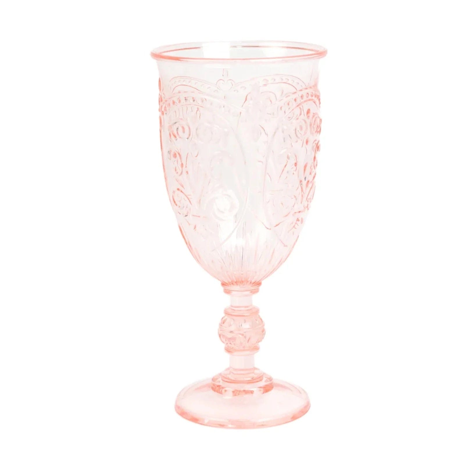 24 Transparent 10 oz Plastic Wine Glasses Retro Embossed Style
