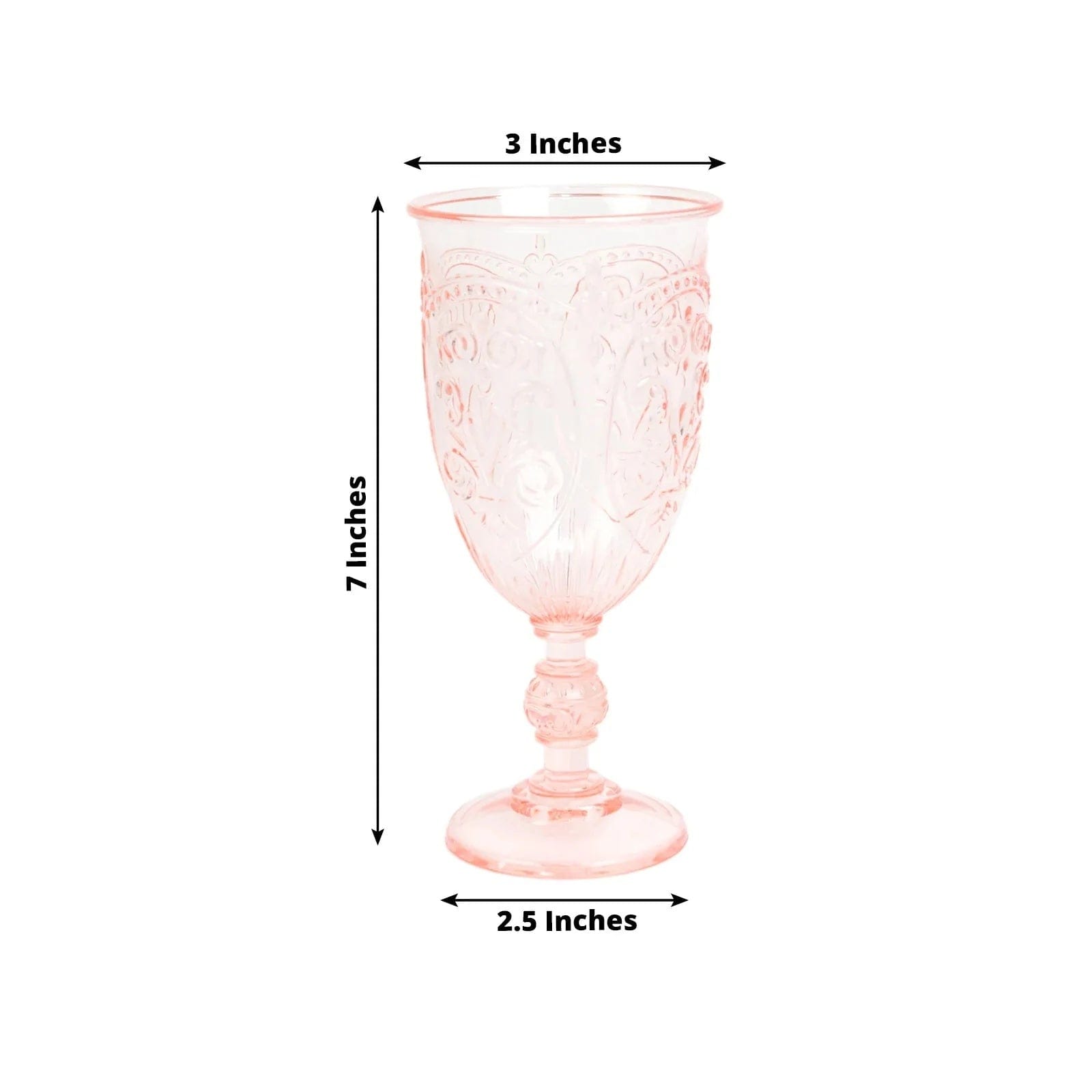 24 Transparent 10 oz Plastic Wine Glasses Retro Embossed Style
